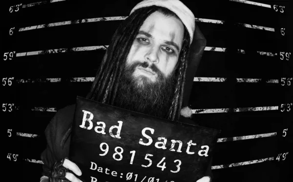 Арестованный Санта Клаус Полицейском Участке — стоковое фото
