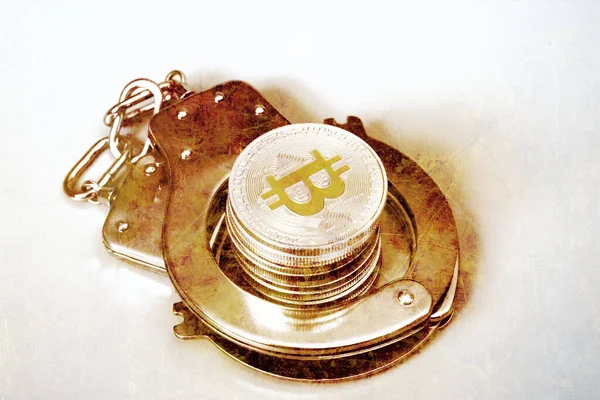 Foto Velha Envelhecida Bitcoins Algemas — Fotografia de Stock