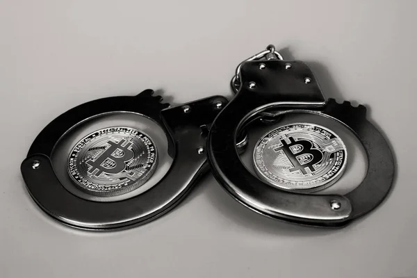 Szoros Kép Bitcoinról Bilincsről — Stock Fotó