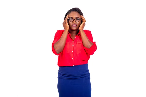 Portrait Beautiful Young Woman Wearing Optical Glasses Suffering Headache — Stock Photo, Image