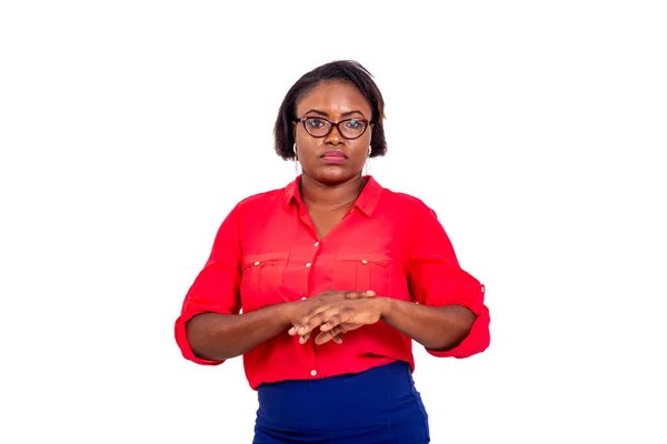 Portrait Serious Young Businesswoman Wearing Optical Glasses While Looking Camera — Stock Photo, Image