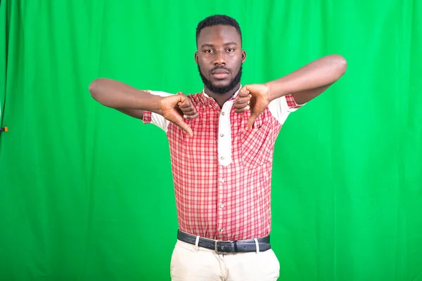 Handsome Young Bearded Man Shirt Standing Green Background Showing Gesture — Stock Photo, Image