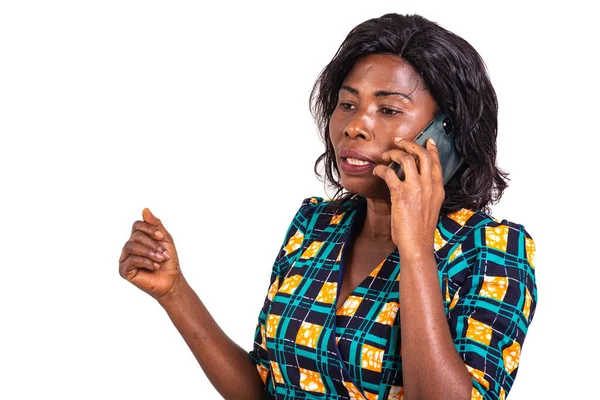 Adult Woman Standing Talking Mobile Phone — Stock Photo, Image