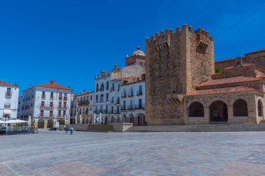 Caceres, İspanya 'daki Plaza Belediye Başkanı Torre de Bujaco