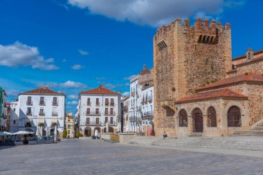 Caceres, İspanya 'daki Plaza Belediye Başkanı Torre de Bujaco