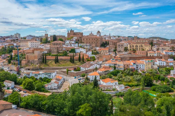 Luchtfoto Van Oude Stad Van Spaanse Stad Caceres — Stockfoto