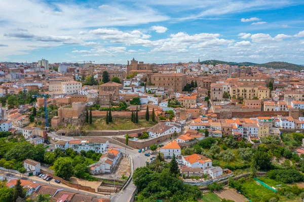 Luchtfoto Van Oude Stad Van Spaanse Stad Caceres — Stockfoto