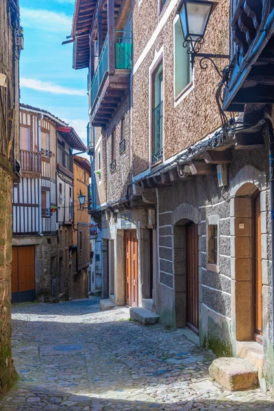 Timber Houses Alongside Narrow Street Alberca Village Spain — Stock Photo, Image