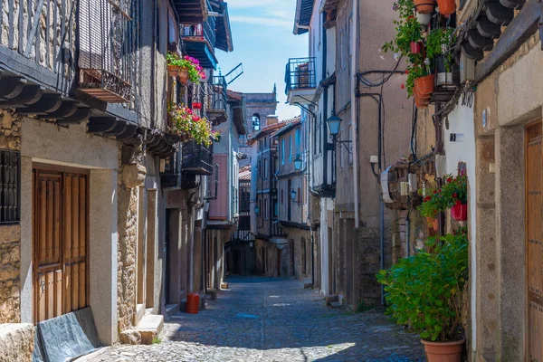 Timber Houses Alongside Narrow Street Alberca Village Spain — Stock Photo, Image