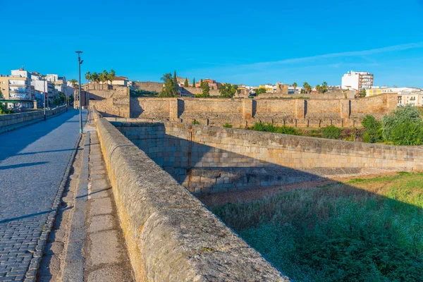 Římský Most Pevnost Alcazaba Podél Řeky Guadiana Meridě Španělsko — Stock fotografie