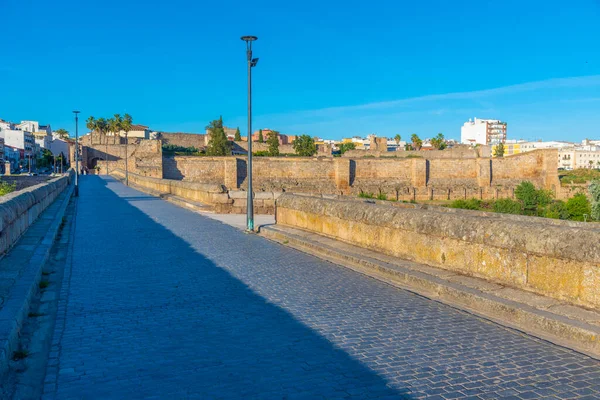 西班牙梅里达Guadiana河沿岸的罗马桥和Alcazaba要塞 — 图库照片