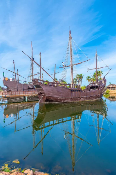 Répliques Des Navires Colomb Nina Pinta Santa Maria Muelle Las — Photo