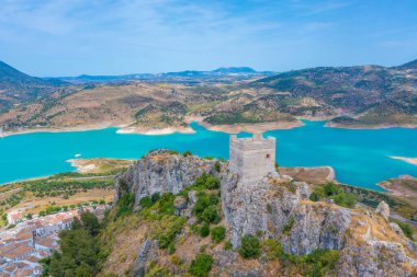 İspanyol şehri Zahara de la Sierra Panorama Manzarası