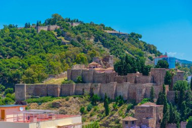 Malaga 'daki alcazaba kalesinin havadan görünüşü