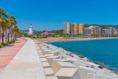Malaga, İspanya 'daki Malagueta Sahili Panoraması