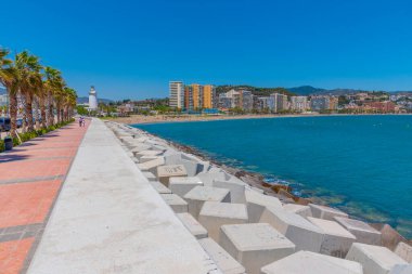 Malaga, İspanya 'daki Malagueta Sahili Panoraması