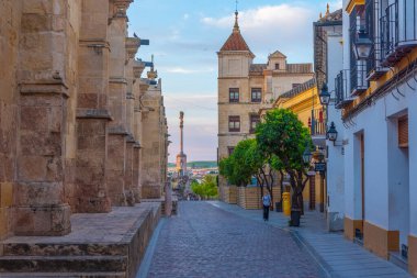 İspanya 'nın Cordoba şehrindeki La Mezquita katedralinin yanındaki caddede.