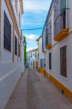 İspanya 'nın eski Cordoba şehrindeki Beyazyıkanmış cadde