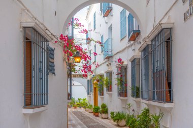 İspanyol şehri Cordoba 'nın Yahudi mahallesinin beyaz yıkanmış sokakları