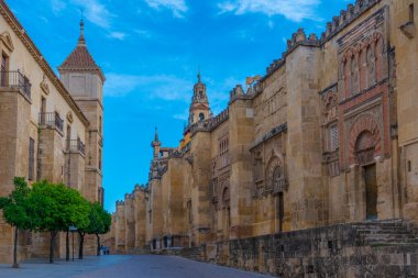 İspanya 'nın Cordoba şehrindeki La Mezquita katedralinin yanındaki caddede.
