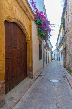 İspanya 'nın eski Cordoba şehrindeki Beyazyıkanmış cadde