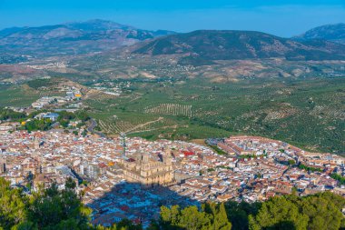 İspanyol kasabası Jaen 'deki katedralin havadan görünüşü