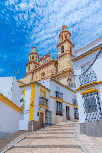 Calle Blanca Casco Antiguo Ciudad Española Olvera Que Conduce Iglesia — Foto de Stock