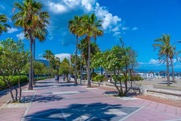 People Strolling Seaside Promenade Marbella Spain — 스톡 사진