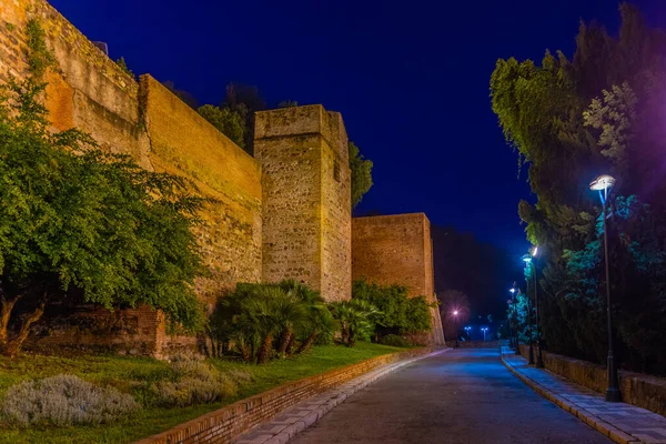 Vista Atardecer Fortificación Fortaleza Alcazaba Malaga —  Fotos de Stock