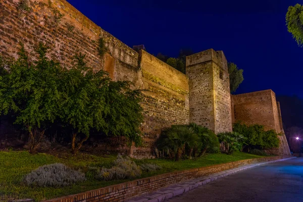 Vista Atardecer Fortificación Fortaleza Alcazaba Malaga —  Fotos de Stock