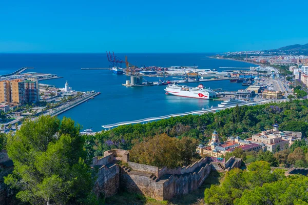 Panorama Van Haven Van Malaga Spanje — Stockfoto