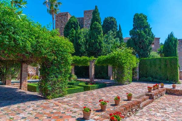Blick Auf Einen Garten Der Alcazaba Festung Der Spanischen Stadt — Stockfoto