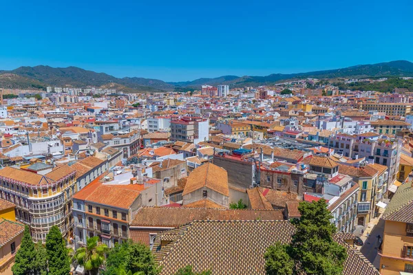 Vanuit Lucht Uitzicht Spaanse Stad Malaga Daken Van Oude Stad — Stockfoto