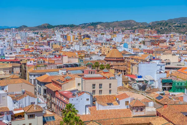 Vista Aérea Ciudad Española Malaga Los Tejados Del Casco Antiguo —  Fotos de Stock