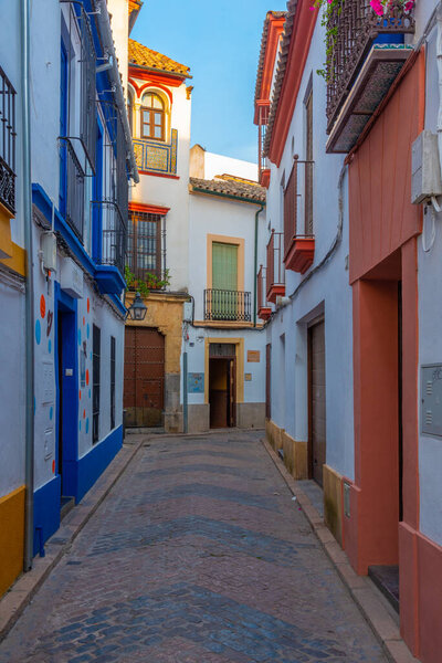 Whitewashed street in the old town of the spanish city cordoba