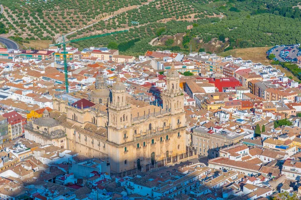 Luchtfoto Van Kathedraal Spaanse Stad Jaen — Stockfoto
