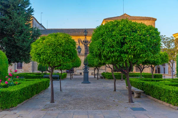 İspanya 'nın Ubeda kentindeki belediye binasının gün doğumu manzarası
