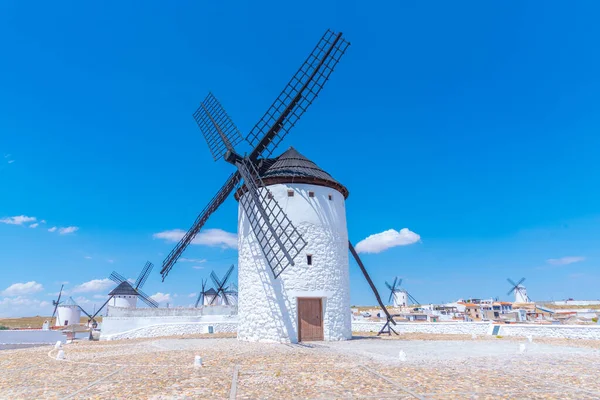 Weiße Windmühlen Campo Criptana Spanien — Stockfoto