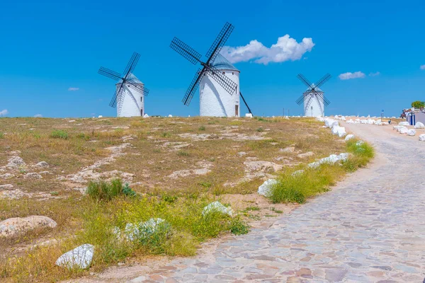 Mulini Vento Bianchi Campo Criptana Spagna — Foto Stock