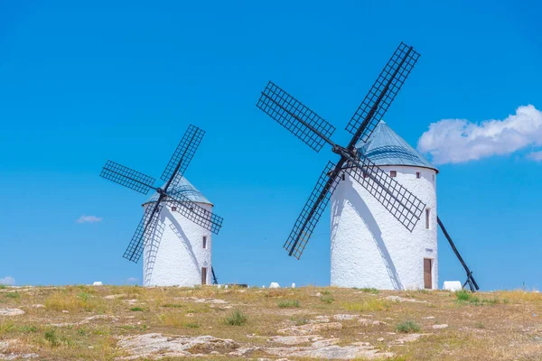 Moinhos Vento Brancos Campo Criptana Espanha — Fotografia de Stock