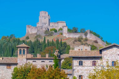Rocca Maggiore Kalesi Assisi, İtalya.