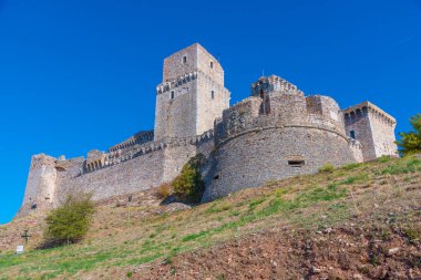 Rocca Maggiore Kalesi Assisi, İtalya.