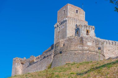 Rocca Maggiore Kalesi Assisi, İtalya.