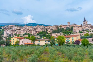 İtalyan şehrinin şehir manzarası Spello.