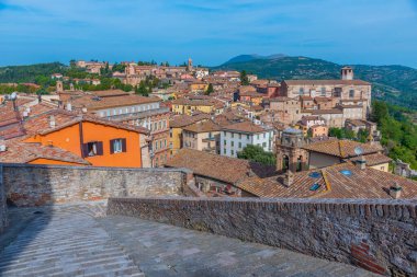 İtalya 'nın Porta Sole kentinden Perugia' nın hava manzarası.