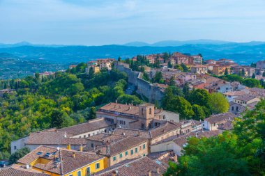 İtalya 'nın Porta Sole kentinden Perugia' nın hava manzarası.