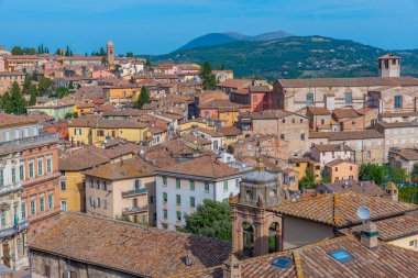 İtalya 'nın Porta Sole kentinden Perugia' nın hava manzarası.