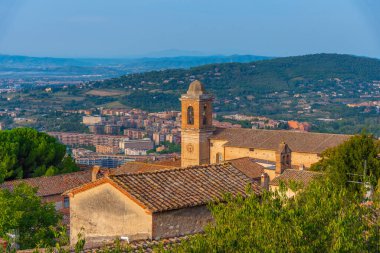 Rocca Paolina, İtalya 'dan Perugia' nın hava manzarası.