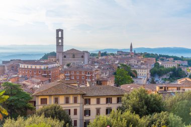 Perugia, İtalya 'daki San Domenico Manastırı' nın havadan görünüşü.