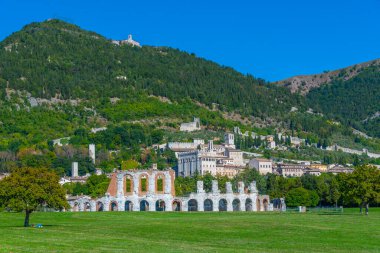 İtalyan kenti Gubbio Panorama Manzarası.